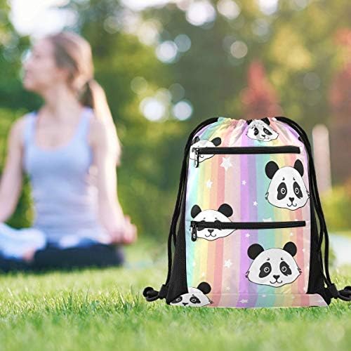 İpli çanta Panda spor sırt çantası hafif gökkuşağı Panda spor çanta Yoga yürüyüş yüzme spor plaj için