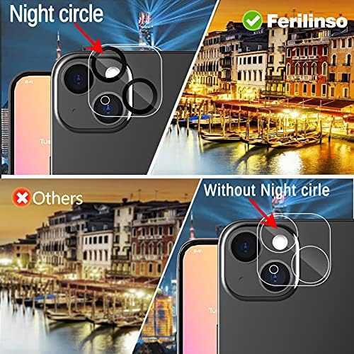 Ferilinso iPhone 13 Kamera Lens Koruyucu için Tasarlanmış, iPhone 13 Mini Kamera Lens Koruyucu için Tasarlanmış, 3 Paket 9H Temperli