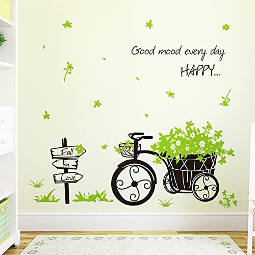 Yeşil Çim duvar çıkartmaları DIY Üç Tekerlekli Bisiklet Duvar Çıkartmaları Oturma Odası Çocuk Yatak Odası Kreş seramik karo