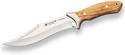Joker av bıçağı CO01 Antilop, Zeytin Ahşap Saplı, 7.67 inç Kavisli Bıçak, Kahverengi Deri Kılıf ile, Aracı için Balıkçılık, Avcılık,