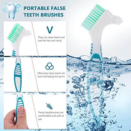 DOITOOL 4 pcs protez fırçası Çift Kafa Diş Fırçaları Sert Protez temizleme Fırçası Diş Fırçası için Yanlış Diş Temizleme Yeşil