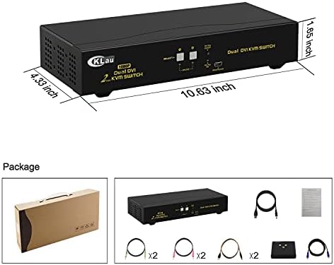 CKLau 2 Portlu KVM Switch DVI Çift Monitör Ses, Mikrofon ve USB 2.0 Hub ile Genişletilmiş Ekran