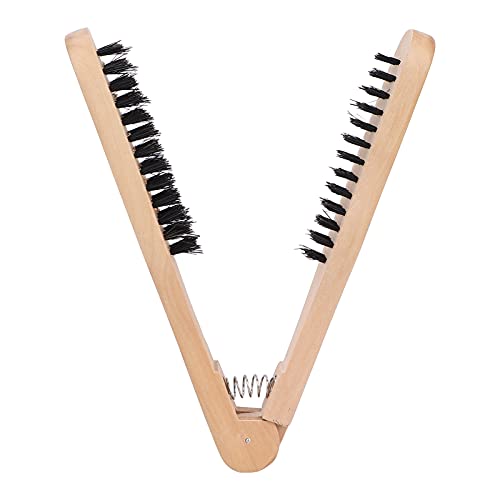 Doğrultma tarak çift fırça, ısıya dayanıklı antistatik ahşap kolu tutucu saç tarak çift taraflı fırça tarak kelepçe şekillendirici