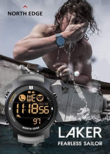 Sağlık ve Fitness Smartwatch ile Kalp Hızı Su Geçirmez Yüzme Koşu Spor Pedometre Kronometre Askeri Saat (Gri)