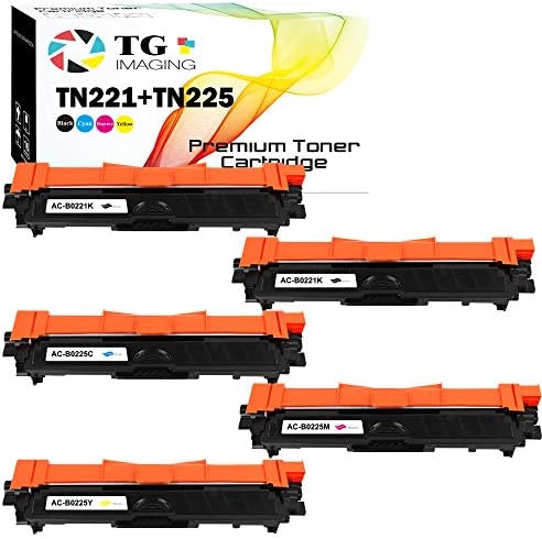 (5 Paket, Ekstra Siyah) TG Görüntüleme Uyumlu TN221 TN225 Toner Kartuşu Renk Seti (2B + CYM) HL-3140CW HL-3170CDW MFC-9340CDW