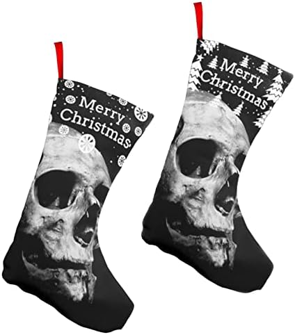 GLRTORE Ürkütücü Korkunç Kafatası Noel Çorap 2 Paket 10 İnç,noel Çorap Noel Ağacı Şömine Asılı Çorap Noel Şeker Mevcut Çanta