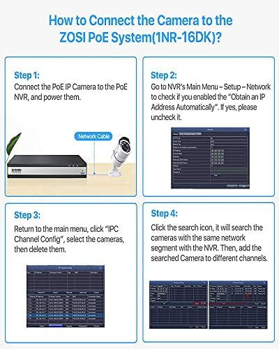 ZOSI 4PK 5MP PoE Güvenlik IP Kamera Su Geçirmez Bullet Kamera ile Gece Görüş için Açık Kapalı Power Over Ethernet Gözetim Sistemi,
