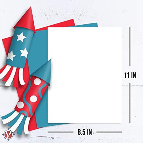 Yurtsever Renkli Kart Stoğu Kağıdı, Amerikan Kırmızı Mavi ve Beyaz 4 Temmuz için 8,5 x 11 Renkli Kart Stoğu, İşçi Bayramı Tebrik