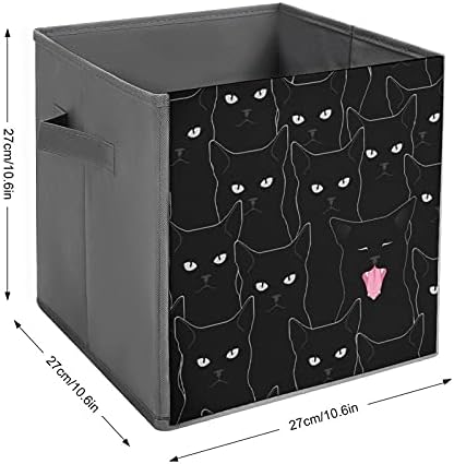 Nudquio Siyah Kedi Katlanır depolama kovaları Kutuları saklama sepetleri Düzenlemek için Kolları ile Ofis Ev yatak odası dolabı