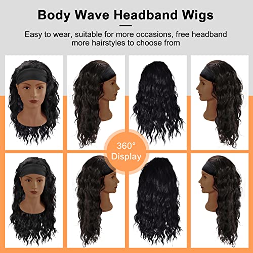 Dalga Peruk Siyah Kadınlar Için Peru işlenmemiş insan saçı Sentetik Peruk Sıkı Buz Ipek Kafa Bandı peruk Yok Tutkal Yok Dantel