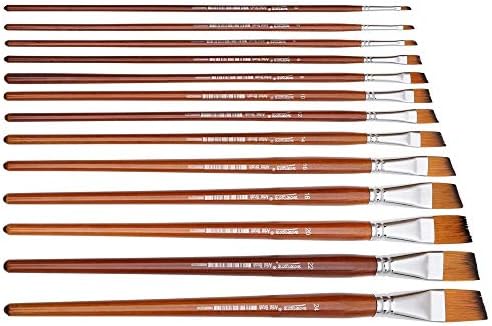 NBHFR 13 adet Açılı Paintbrushes Profesyonel Uzun Saplı Boya Fırçası Eğik Şekil Suluboya Resim Yağlıboya Akrilik Naylon Saç
