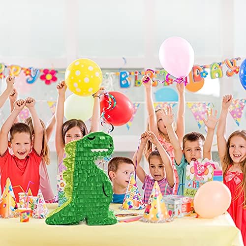 Yeşil Dinozor Pinata Paketi ile bir Körü Körüne ve Yarasa Kaymakam Boyutu Pinata Çocuklar İçin Dinozor Tema Doğum Günü Parti