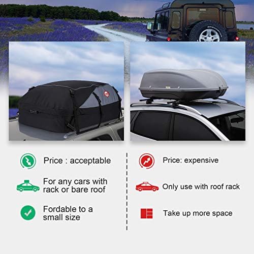 adakiit Araba Çatı Çanta Kargo Taşıyıcı, 15 Kübik Feet Su Geçirmez Çatı Bagaj Çantası Araç Softshell Taşıyıcılar ile 6 Takviyeli