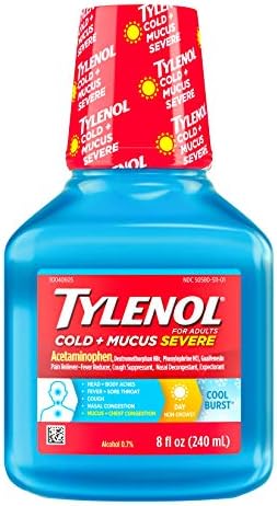 Tylenol Soğuk + Mukus Tıkanıklığı Gidermek için Şiddetli Gün Sıvısı, Serin Patlama, 8 fl. Oz
