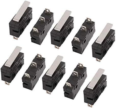 EuısdanAA 10 Adet R Tipi Kolu Aktüatör Minyatür Mikro Anahtarları 3 Terminalleri Siyah AC 250 V (Actuador de palanca tipo R de