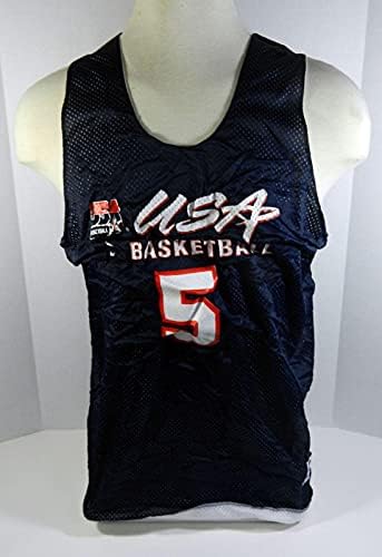 1990'lar Team USA Basketbol 5 Oyunu Mavi Geri Dönüşümlü Antrenman Forması 2XL 300-NBA Oyunu Kullanıldı