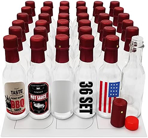 Cam Şişe, Sıcak Sos Şişeleri Woozy şişeleri Boş 5 Oz 36 Shrink Kapsüllü setler, Yazdırılabilir şişe etiketleri, mini likör şişeleri,