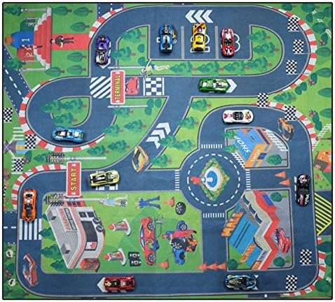 Yol Oyun Matı, Halı Oyun Matı, Arabalarla Oynamak için Harika, Eğitici Yol Trafik Oyun Matı-Güvenli bir Şekilde Öğrenin ve Eğlenin