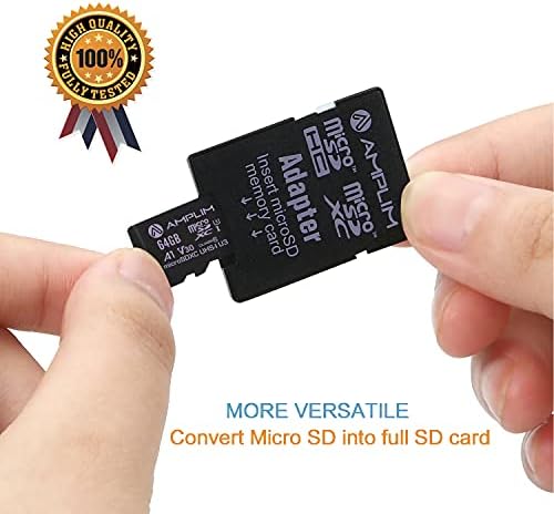 Amplim 64 GB Micro SD Kart, Aşırı Yüksek Hızlı microSD Bellek Artı Adaptörü, microSDXC SDXC U3 Sınıf 10 V30 UHS-I TF Nintendo-Anahtarı,