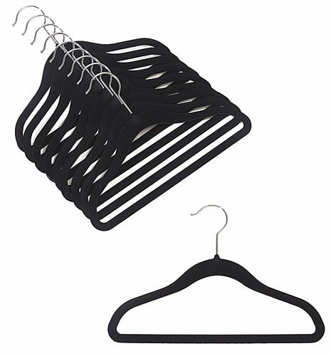 Ultra İnce Çocuk Kadife Gömlek / Pantolon Askıları-100'lü Set-Siyah