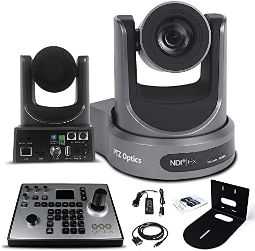 PTZOptics 12X-NDI Yayın ve Konferans Kamerası (Gri) (PT12X-NDI-GY) + PT-Joy - G4 4D IP Denetleyici ( GEN4) + Evrensel Duvar Montaj