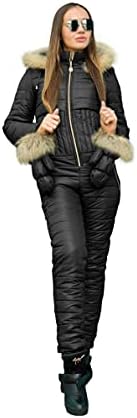 LAICIGO kadın Kış Onesies Kayak Tulum Kapüşonlu Kürk Yaka Açık Spor Su Geçirmez Ceketler ıle Eldiven Hoodies Çıkarılabilir