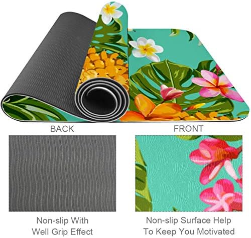 Siebzeh Tropikal Ananas Çiçek Yaprakları Desen Premium Kalın Yoga Mat Çevre Dostu Kauçuk Sağlık ve Fitness Her Türlü Egzersiz