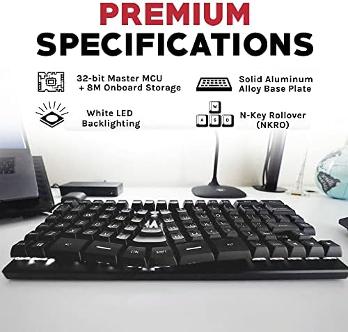 X-Bows Lite Ergonomik Klavye, Beyaz Aydınlatmalı Mekanik Oyun Klavyesi, Şeffaf Etiket Tuş Kapaklı Programlama Klavyesi, Mac ve