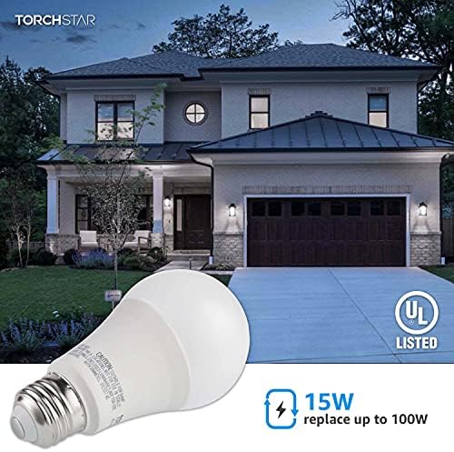 TORCHSTAR Evrensel Garaj Kapısı Açacağı LED Ampul, 100W Eşdeğeri, 1500lm Ultra Parlak UL Listeli A19 Ampuller, Dış Duvar Lambası