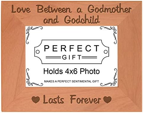 ThisWear Godmother Çerçeve Aşk Arasında Godmother ve Godchild Fotoğraf Çerçevesi Ahşap Kazınmış 4x6 Manzara Çerçeve
