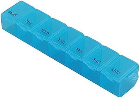 QBVADE 7 Gün Günlük Ajanda Kutusu Depolama Dağıtıcı Seyahat Tablet Haftalık (Renk: Mavi Ilaç Kutusu)
