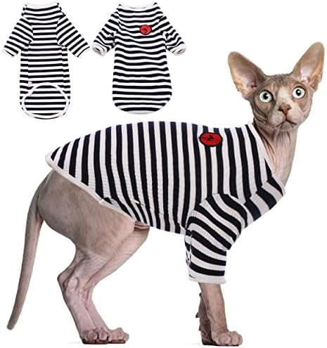 DENTRUN Tüysüz Kediler Gömlek Kedi Giyim Giyim Şerit Yelek En İyi Tüysüz kedinin Sevimli Giysileri Kedi Pijama Tulum Tüm Sezon