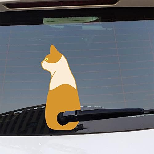 COCOKEN Karikatür Komik Kedi Hareketli Kuyruk Araba Çıkartmaları Vinil Otomobil Arka cam sileceği Çıkartması 12 x 24 Dekor ıçin