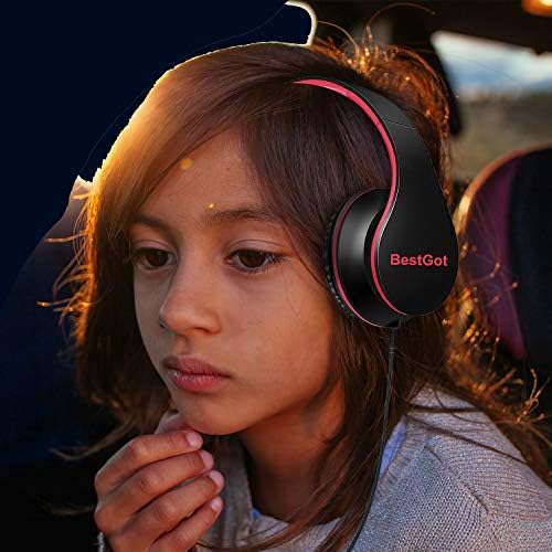BestGot Kız Kulaklıklar için Çocuk Kız Yetişkin Mikrofon Ses Kontrolü ile Katlanabilir Kulaklık ile 3.5 mm Fiş Çıkarılabilir
