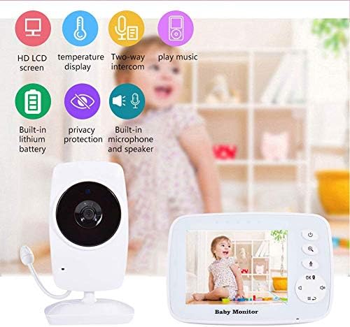 FMOGG Bebek Monitörü,Zoom Dijital Kameralı 3.2 LCD Video Bebek Monitörü, Gece Görüşü, İki Yönlü Ses, Sıcaklık Sensörü, Ninniler,