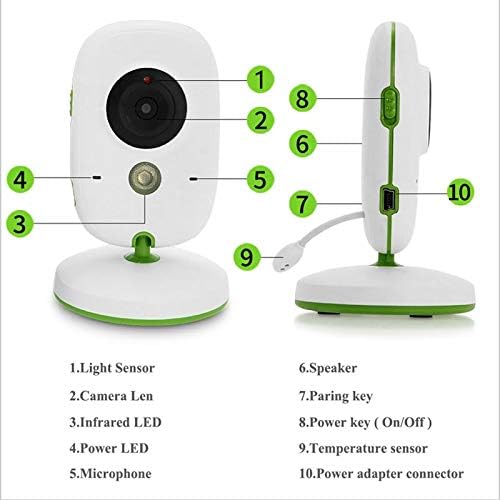 MUshunR VB602 2.4 inç LCD 2.4 GHz Kablosuz Gözetim Kamera Bebek Monitörü, destek İki Yönlü Konuşma Onaylamaz, Gece Görüş(Beyaz)