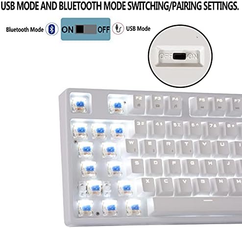 RK KRALİYET KLUDGE Mekanik Klavye 87 Tuşları Beyaz LED Aydınlatmalı Tenkeyless Kablolu / Kablosuz Bluetooth Klavye Oyun / Ofis