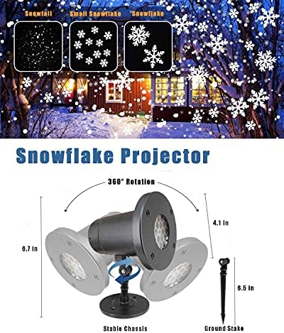 Noel projektör ışıkları açık, KİTASST yükseltme kar tanesi projeksiyon lambası, su geçirmez LED dekoratif aydınlatma için tatil