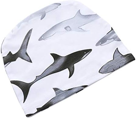 COLOOM Yenidoğan Bebek Bebek Uyku Tulumu ve Şapka Kap Köpekbalığı Baskı Bebek Alma Battaniye Seti (Köpekbalığı, 0-12 Ay)
