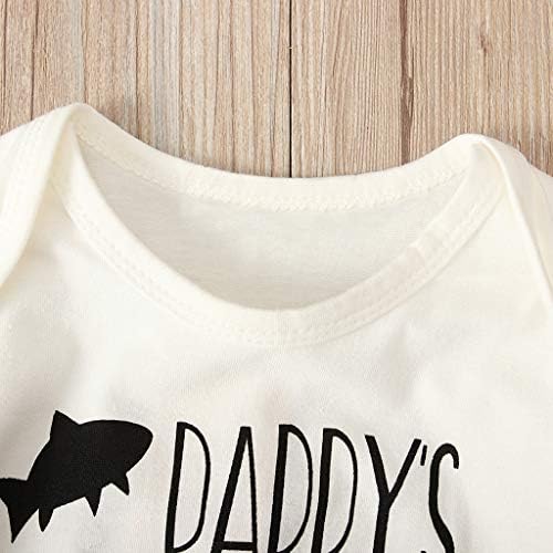 general3 Yenidoğan Bebek Erkek Mektup 'Daddys Balıkçılık Buddy' Baskı Uzun Kollu Romper + Balık Baskı Pantolon + Şapka Kıyafetler
