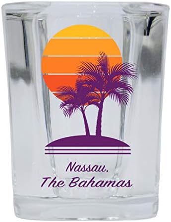 Nassau Bahamalar Hatıra 2 Ons Kare Atış Cam Palmiye Tasarımı