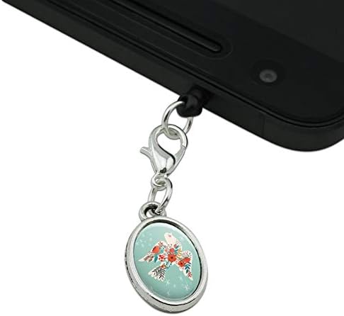 GRAFİKLER ve DAHA FAZLASI Noel'de Barış Güvercini Cep Telefonu Kulaklık Jakı Oval Çekicilik iPhone iPod Galaxy'ye uyar