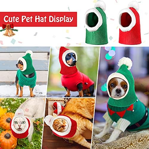 2 Parça Noel Köpek Şapka Tığ Işi Pet Kap Boyun ve Kulak ısıtıcı Hood Sıcak Kış Köpek Şapka Kostüm Evcil Hayvanlar ıçin