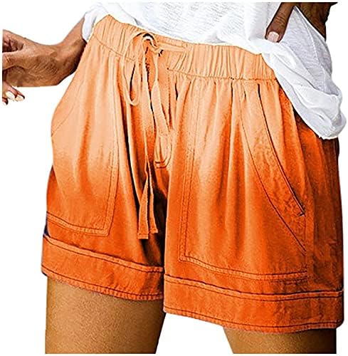 GOODTRADE8 Pantolon Kadınlar için Rahat Yaz Kravat-Boya Şort İpli Elastik Bel Cepler Rahat Pantolon