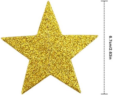 HQDeal Altın Yıldız Kağıt Çelenk Glitter Yansıtıcı Twinkle Yıldız Asılı Docorations, 52 Ayaklar Gümüş Flama Afiş için Düğün,