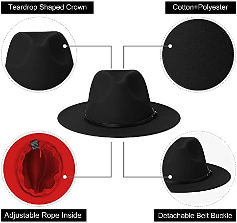 Kadınlar ve Erkekler için Kemer Tokalı İki Tonlu Geniş Kenarlı Fedora Şapkalar Klasik Keçe Panama Şapkası
