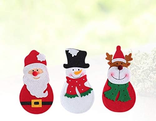 TOYANDONA Noel Çatal Çanta Bıçak ve Çatal Tutucu Gümüş Depolama Dekorasyon Süs ıçin 3 adet (Noel Baba + Kardan Adam + Geyik)