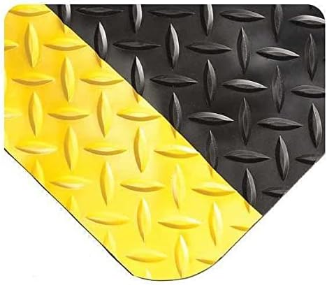 Wearwell Inc Siyah / Sarı Elmas Plakalı Spongecote Mat 5 ft. G x 26 ft. L, 9/16