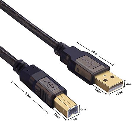 Yazıcı Kablosu, ShineKee 25ft USB 2.0 Yüksek Hızlı Altın Kaplama Konektörler Yazıcı Tarayıcı Kablo Kordonu A Erkek B Erkek HP,