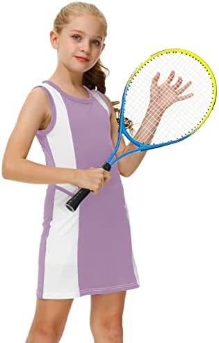 AOBUTE Kızlar Tenis Golf Elbise Seti Spor Kolsuz Elbise Şort ile 6-12 Yıl